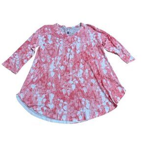 Whimsy Rose Womens Large Peach Pink White Flaired 3/4 Sleeve Tunic USA Sundance